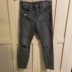 Blanknyc mid rise skinny distressed dark grey jeans size 27